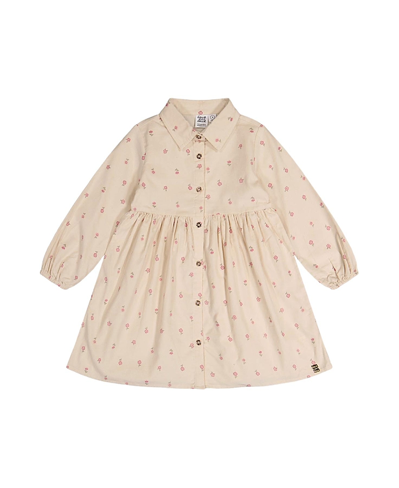 Deux par Deux Girls' Corduroy Button Front Puff Sleeve Shirt Dress - Little Kid
