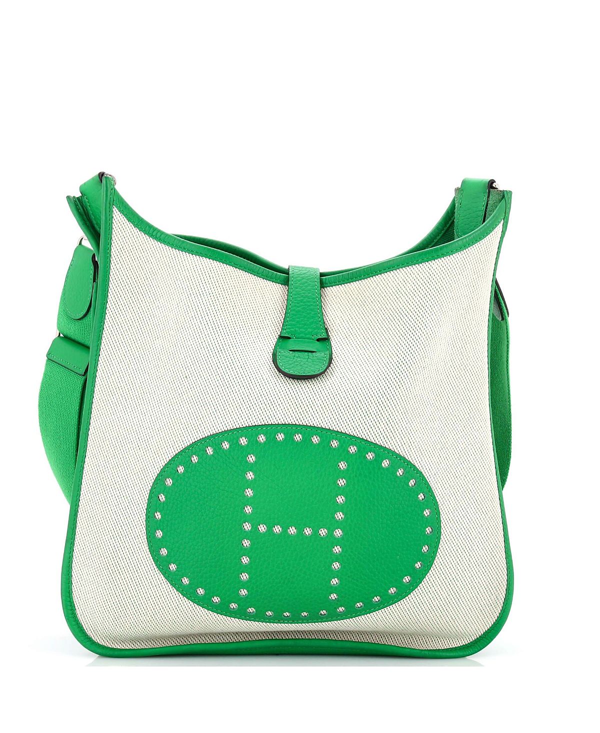 Pre-Owned HERMES Gm Evelyne Bag Gen Iii Toile and Leather