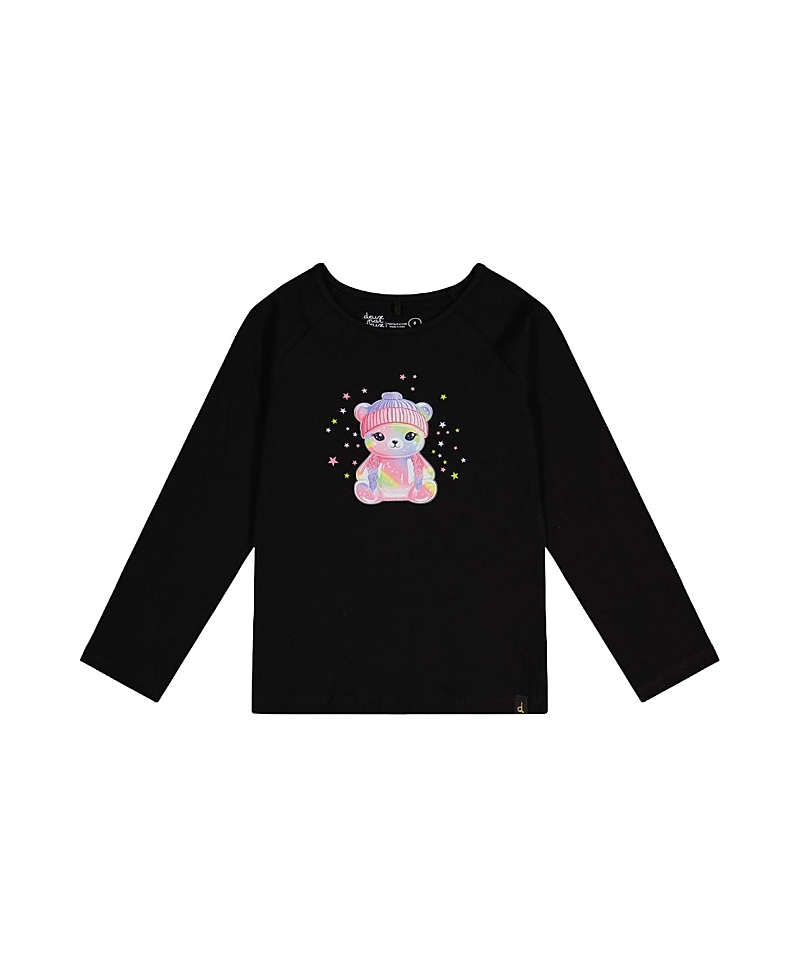 Deux par Deux Girls' Rainbow Teddy Bear Raglan Organic Cotton Crew Neck T-Shirt - Big Kid