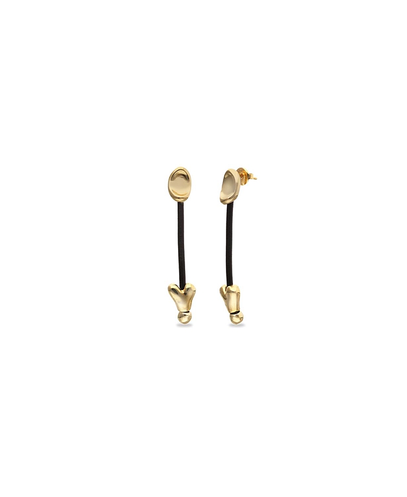 UNOde50 Long Leather Earrings with Gold Plating