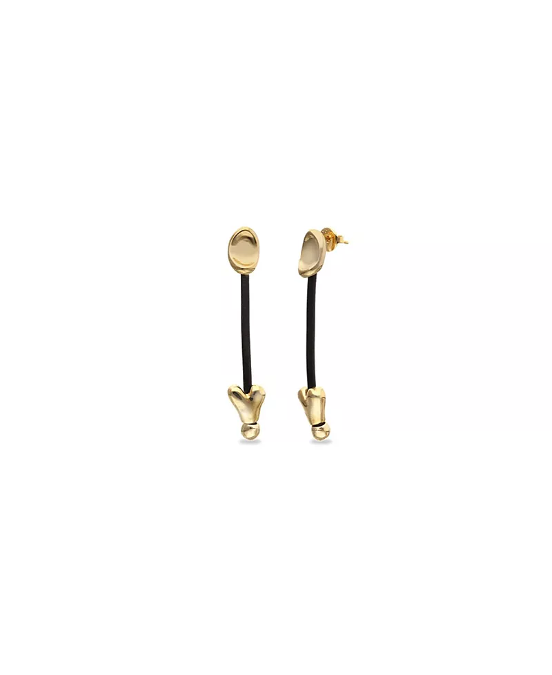 UNOde50 Long Leather Earrings with Gold Plating