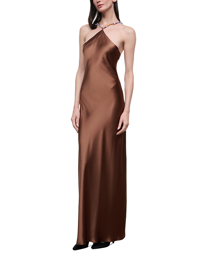 Staud Cadence Satin Halter Dress