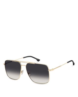 Rectangular Double Bridge Sunglasses, 60mm