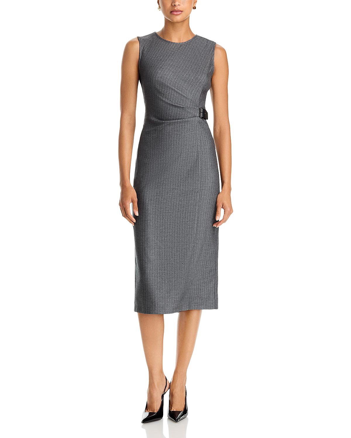 Aqua Pinstripe Sleeveless Midi Dress - Exclusive