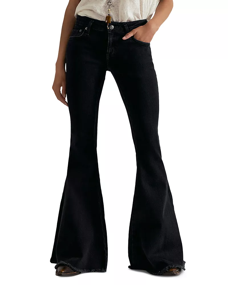 Free People Emre Mid Rise Flare Jeans in Black Orchid