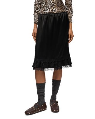 Ganni Satin Frill Hem Skirt