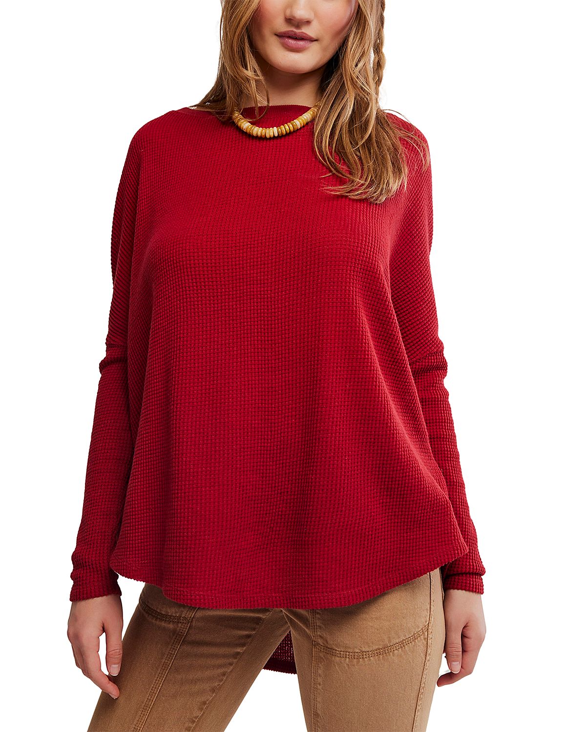 Free People Latte Blues Thermal Sweater