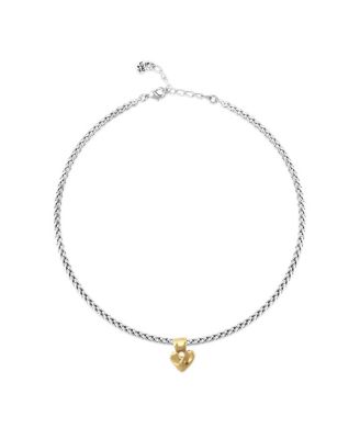  Sterling Silver Plated Necklace with Heart Detail in  Gold