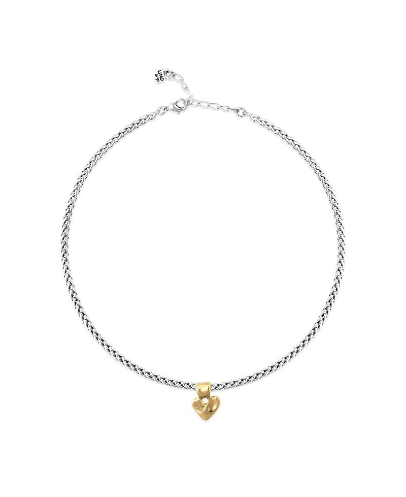 UNOde50 Sterling Silver Plated Necklace with Heart Detail in Gold