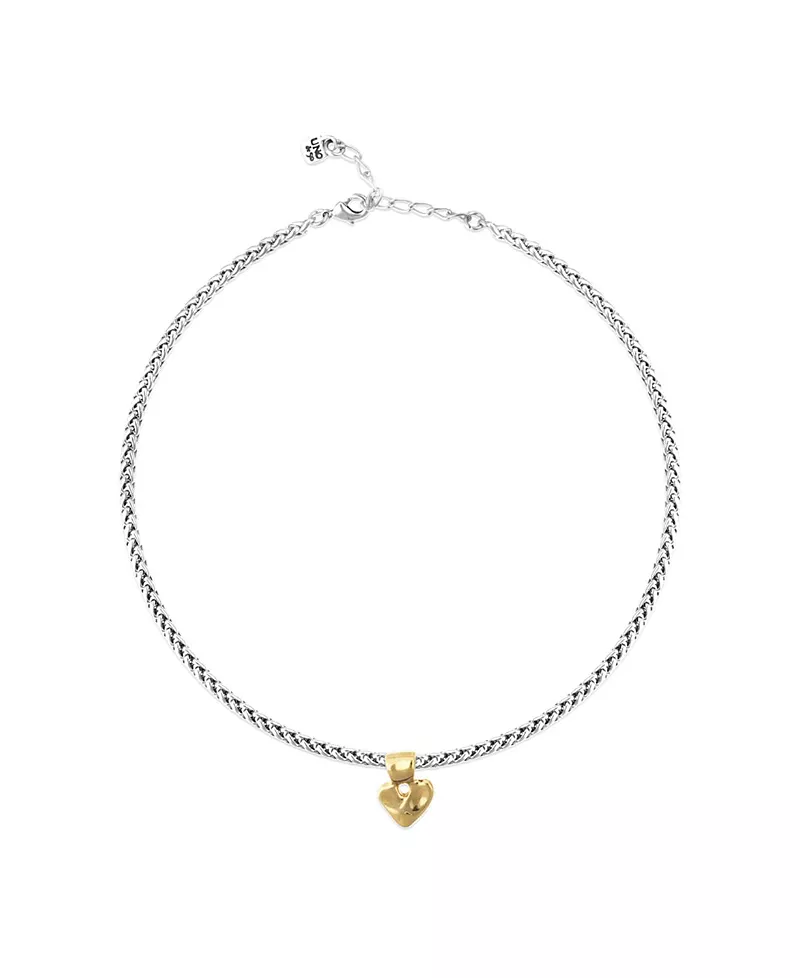 UNOde50 Sterling Silver Plated Necklace with Heart Detail in Gold