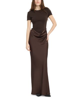 Cap Sleeve Draped Maxi Dress