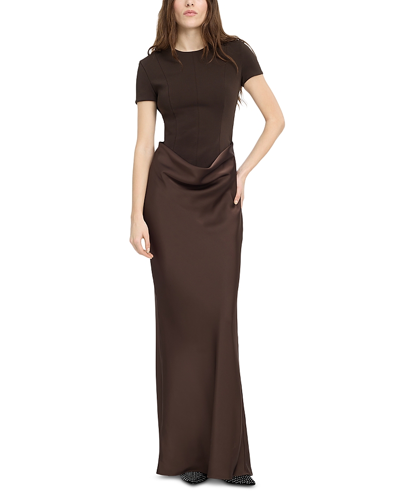 Rotate Cap Sleeve Draped Maxi Dress