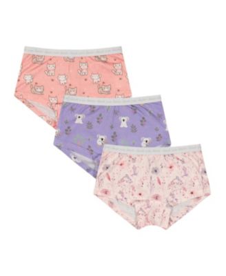 Girls' Floral Organic Cotton Full Coverage 3-Pack Boyshort Panties - Little Kid, Big Kid