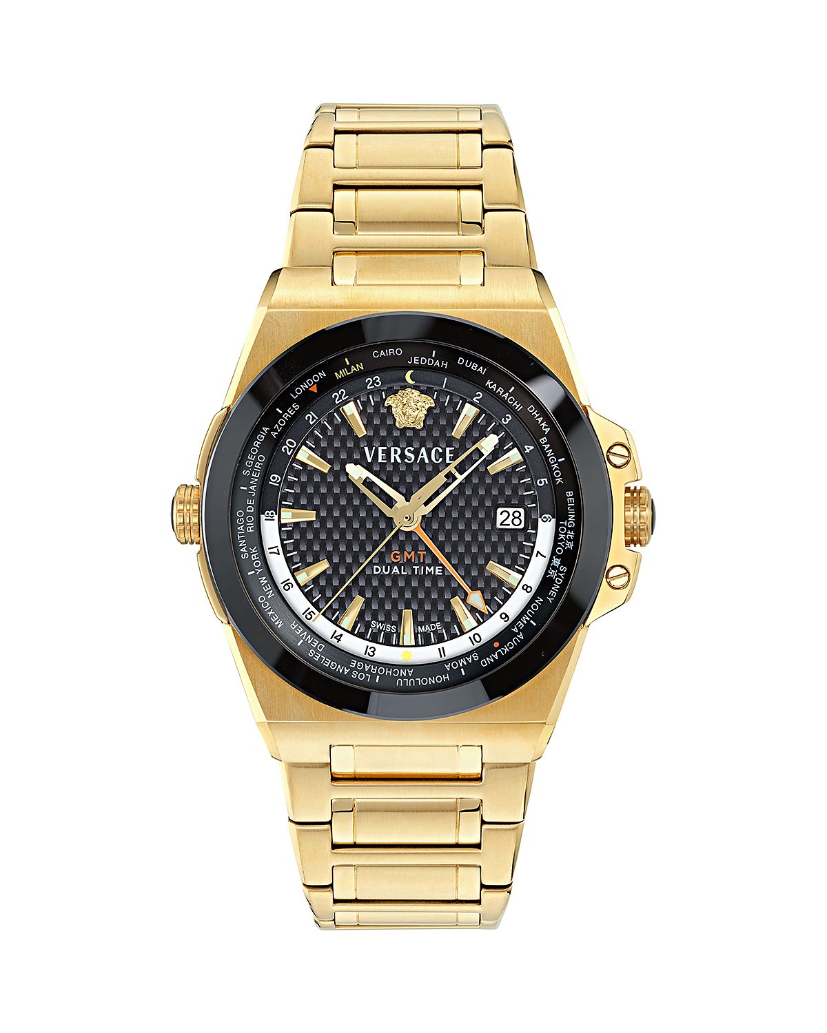Versace Greca Reaction Gmt Bracelet Watch, 41mm