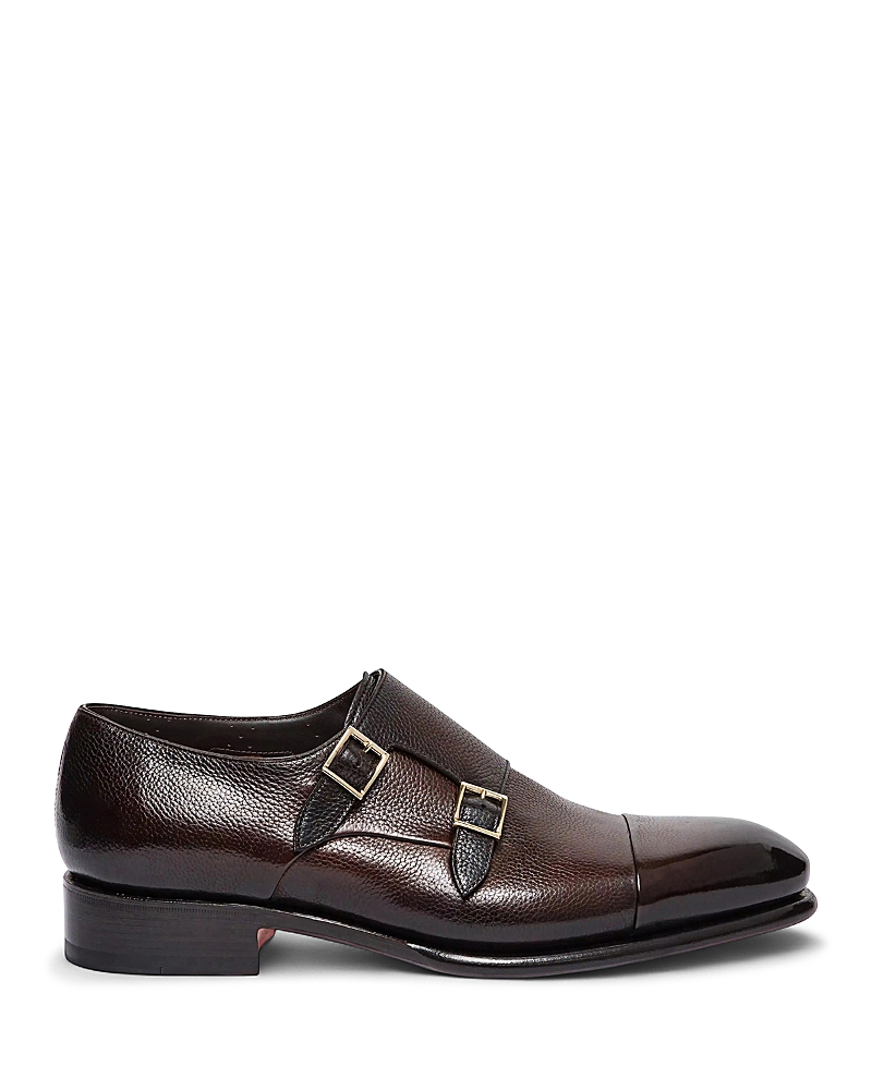 Santoni Men's Double Monk Strap Leather Shoes