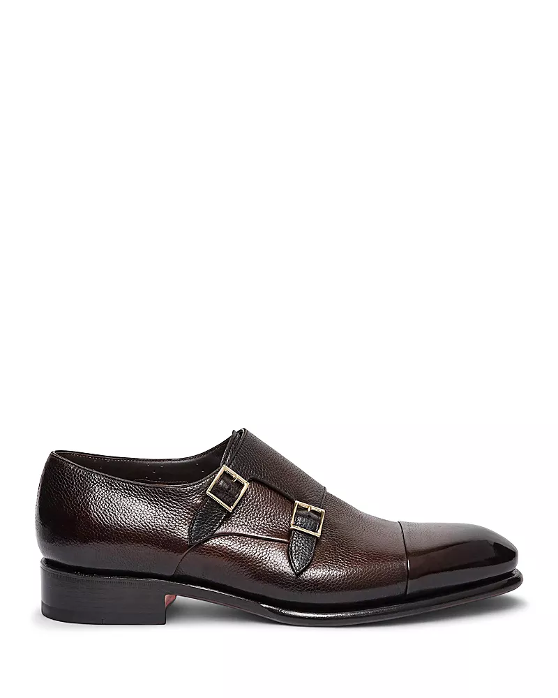Santoni Men's Double Monk Strap Leather Shoes