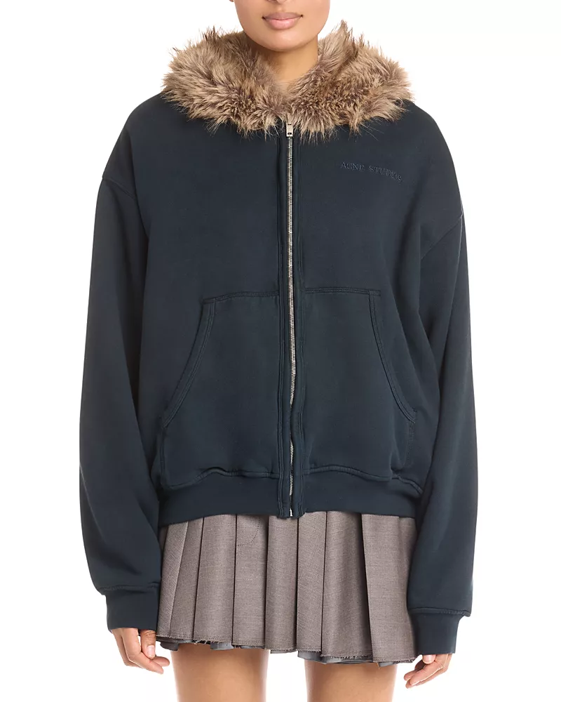 Acne Studios Faux Fur Trim Sweatshirt