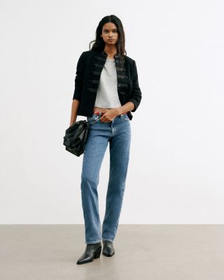 Sutton Mid Rise Slim Straight Cigarette Jeans in Montreal - thumbnail 3