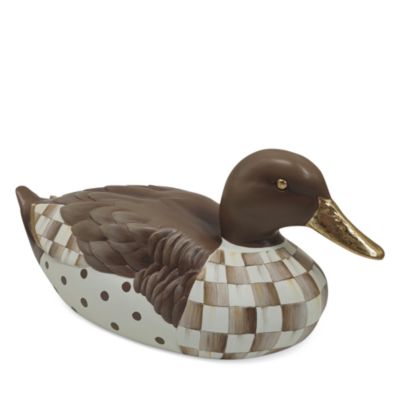Mocha Check Mallard Duck Figurine