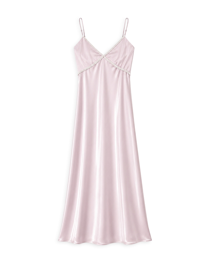 Theme Girls' Miller Navy Satin Lace Trim Maxi Dress - Big Kid