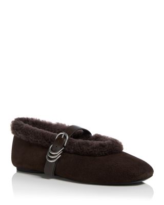Women's Spire Shearling Lined Trim Mary Jane Flats