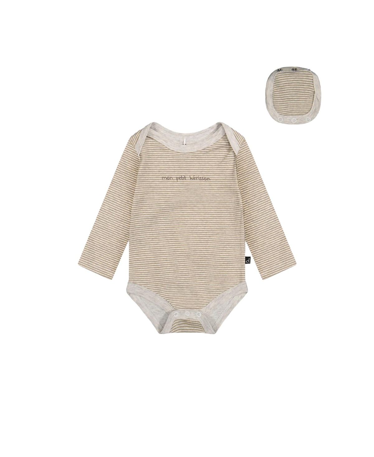 Deux par Deux Boys' Organic Cotton Stripe Snap Envelope Romper - Baby