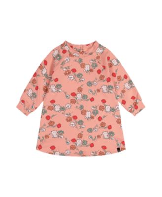  Girls' French Terry Cat Raglan Sleeve Curved Hem Dress - Little Kid