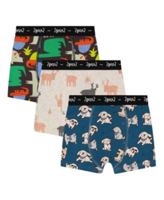 Unisex Animal Organic Cotton Elastic Waistband 3-Pack Boxers