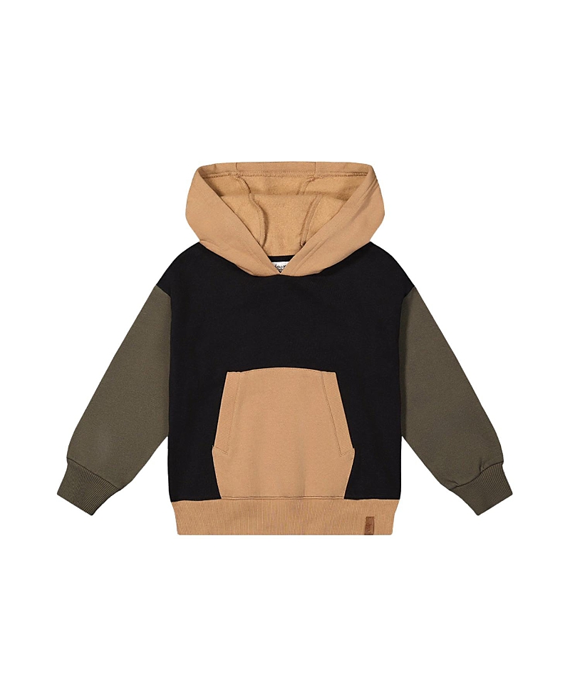Deux par Deux Boys' Hooded Colorblock Kangaroo Pocket Fleece Cardigan - Little Kid
