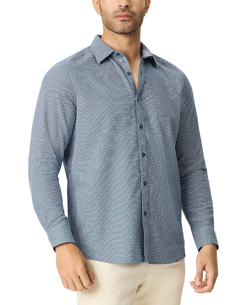 Robert Graham Flagler Slim Fit Patterned Cotton Woven Shirt
