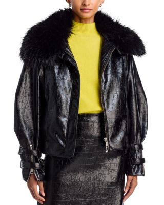 Kabuki Faux Leather Bomber Jacket