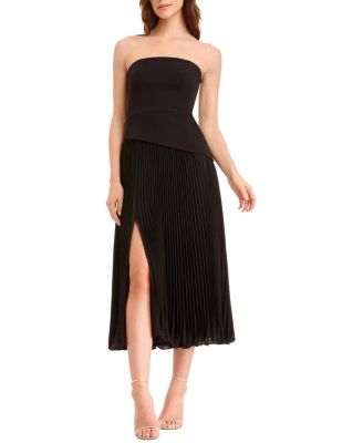 Dress the Population Kacey Strapless Peplum Pleated Midi Dress
