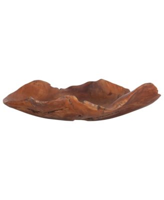  Decorative Hand-Carved Teak Wood Bowl