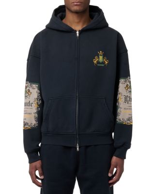 R H U D E Bordeaux Reserve Zip Up Hooded Sweatshirt