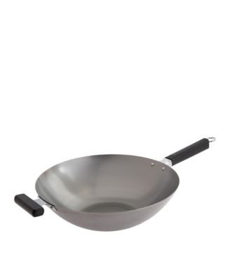  Uncoated Carbon Steel Flat Bottom Wok with Phenolic Handles, 24" L x 14" W x 4" H