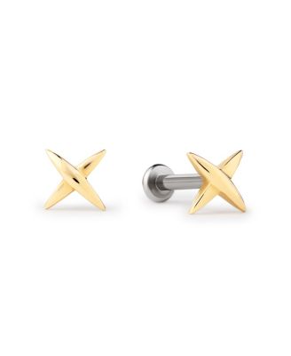  Solid Yellow Gold X Flatback Studs