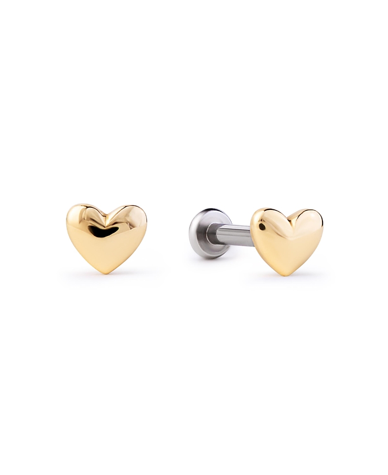 Ana Luisa Solid Yellow Gold Heart Flatback Studs