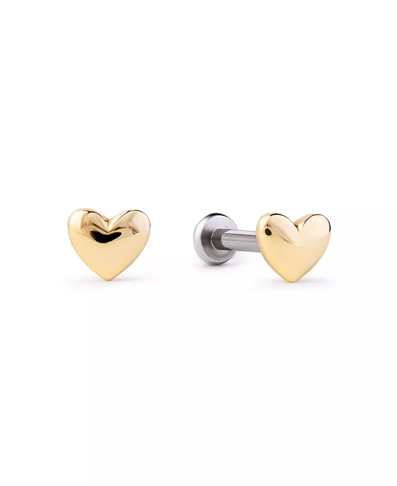 Ana Luisa Solid Yellow Gold Heart Flatback Studs