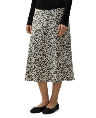  Leopard Print Bias Cut Silk Skirt