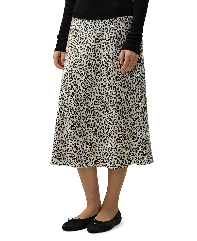 Lilysilk Leopard Print Bias Cut Silk Skirt