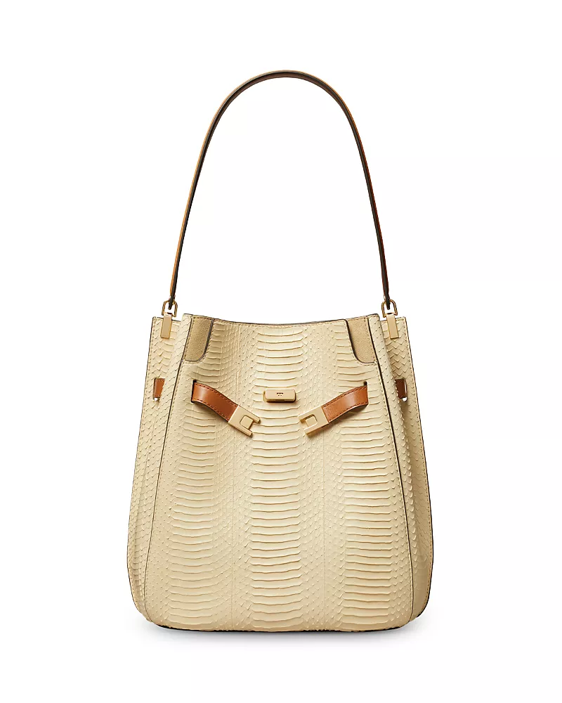 Tory Burch Lee Radziwill Snake Embossed Leather Shoulder Bag
