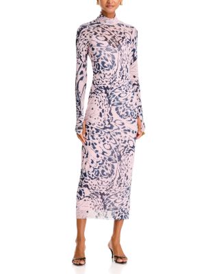 Shailene Turtleneck Mesh Midi Dress