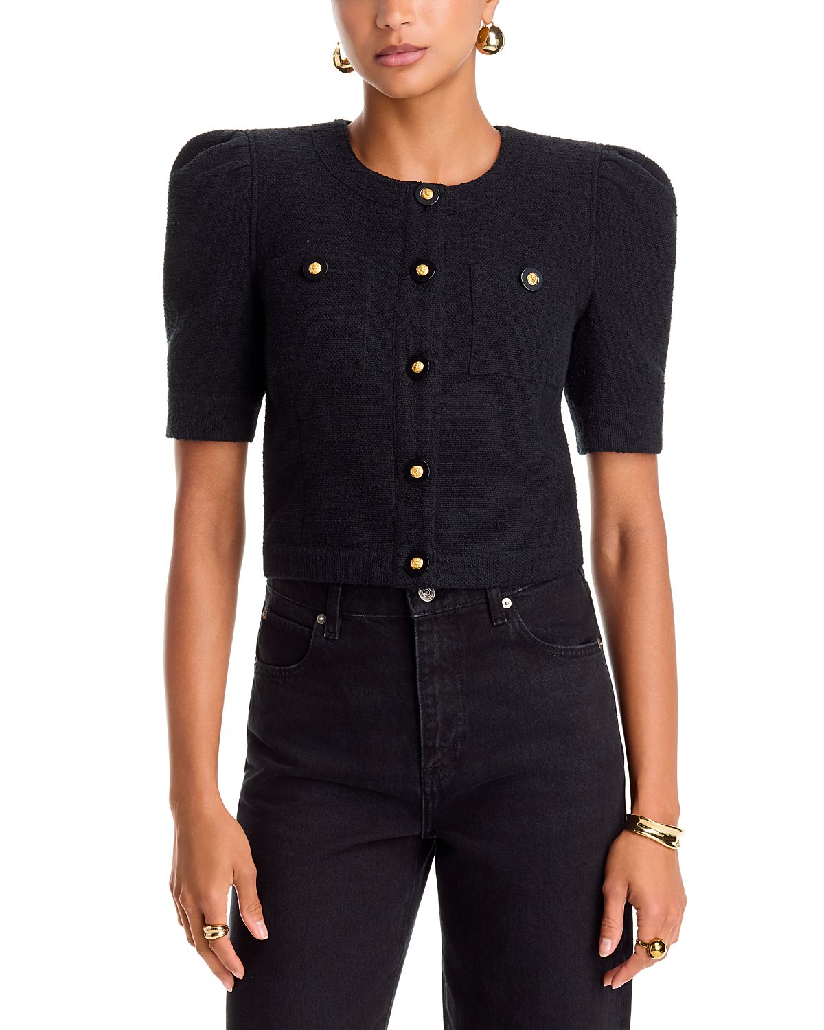 L'Agence Allegra Short Sleeve Cropped Jacket