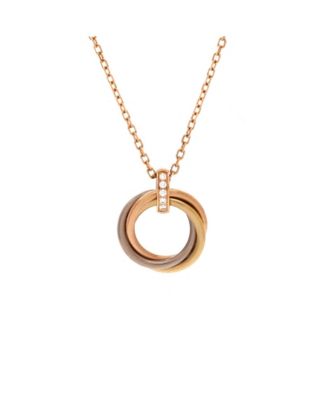 Pre-owned Pre-owned Cartier  Cartier Trinity Pendant Necklace 18k Tricolor Gold And Diamonds, 16