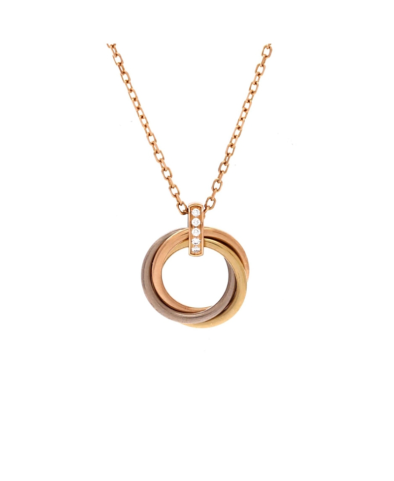Pre-owned Pre-owned Cartier Cartier Trinity Pendant Necklace 18k Tricolor Gold And Diamonds, 16