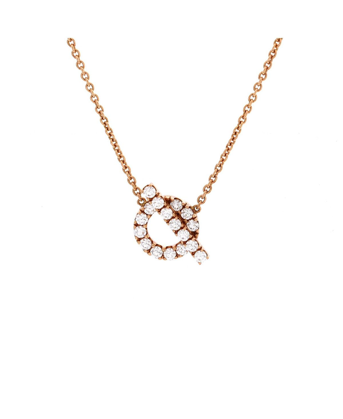 Pre-Owned HERMES Finesse Pendant Necklace 18K Rose Gold and Diamonds