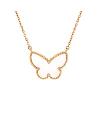  Lucky Alhambra Butterfly Pendant Necklace 18K Gold with Mother of Pearl, 16.5"