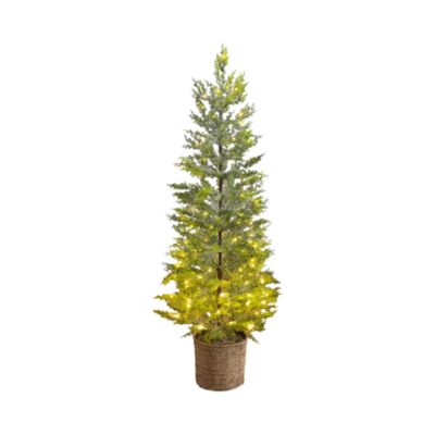 4' Pre Lit Artificial Snowed Cypress Christmas Tree