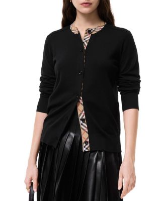  Check Trim Wool Cardigan