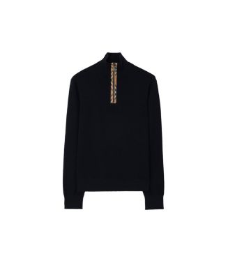Burberry Check Trim Wool Half-zip Sweater | Bloomingdale's Men